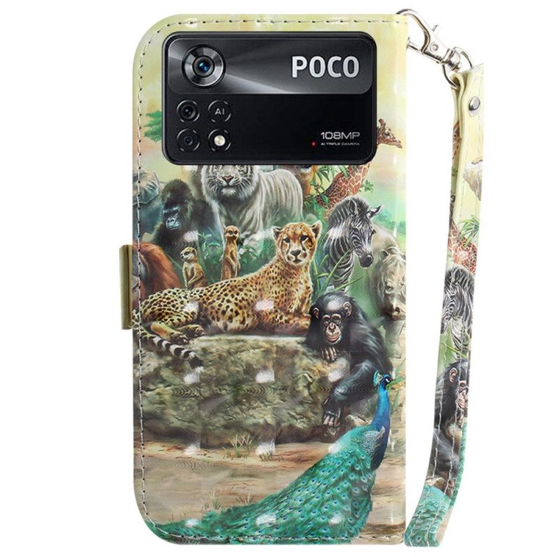 Flip Case Poco X4 Pro 5G Suojaketju Kuori Thong Safari