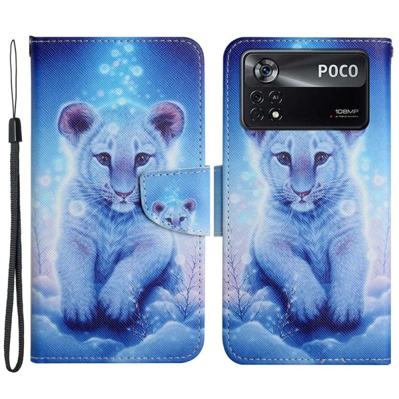 Kotelot Poco X4 Pro 5G Suojaketju Kuori Baby Tiger Hihnalla