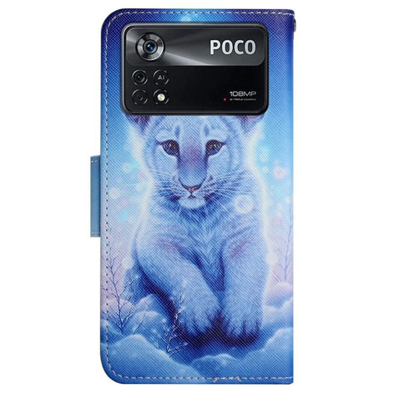 Kotelot Poco X4 Pro 5G Suojaketju Kuori Baby Tiger Hihnalla