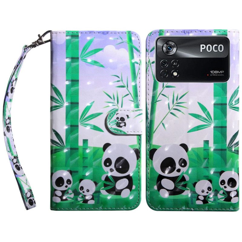 Kotelot Poco X4 Pro 5G Suojaketju Kuori Lanyard Panda -perhe