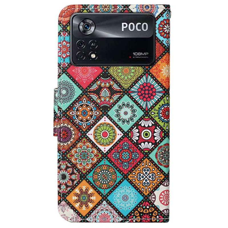 Kotelot Poco X4 Pro 5G Suojaketju Kuori Strappy Patchwork