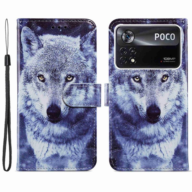 Kotelot Poco X4 Pro 5G Suojaketju Kuori Strappy Wolf