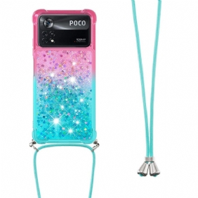 Kuori Poco X4 Pro 5G Kiristysnyörillä Glitter Silikoni Johto