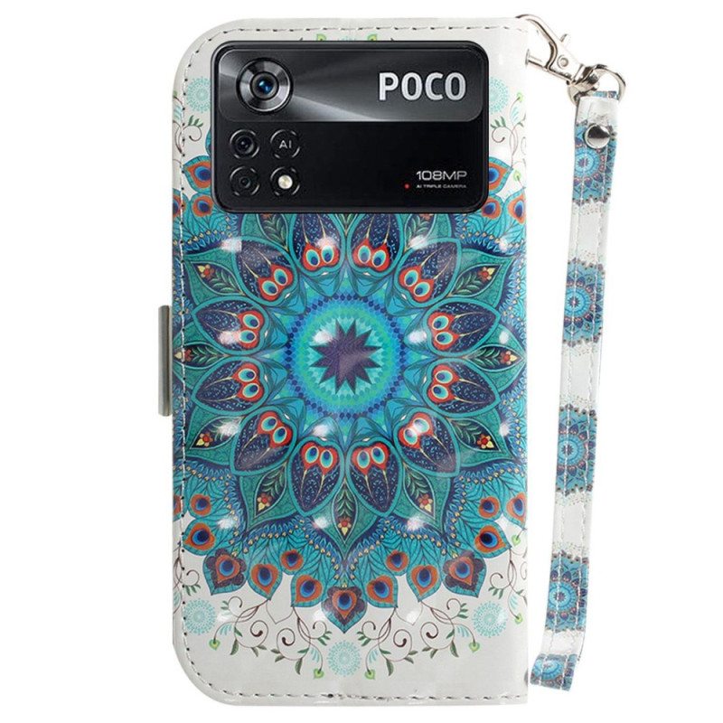 Nahkakotelo Poco X4 Pro 5G Suojaketju Kuori Strappy Mandala