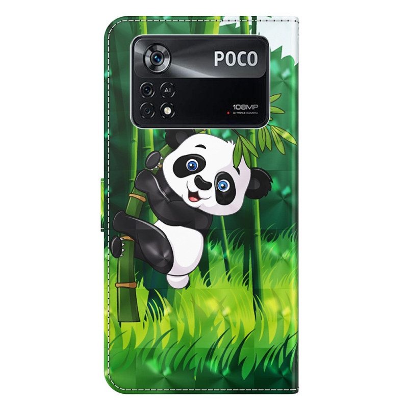 Nahkakotelo Poco X4 Pro 5G Suojaketju Kuori Strappy Panda