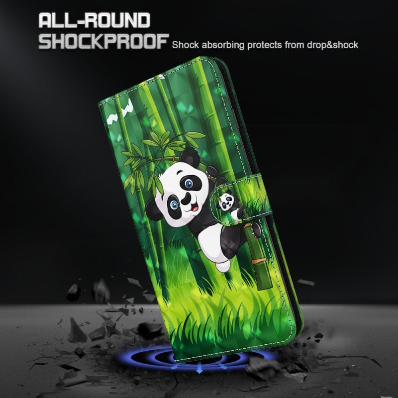 Nahkakotelo Poco X4 Pro 5G Suojaketju Kuori Strappy Panda