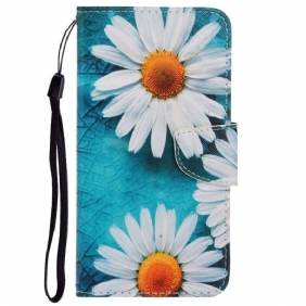 Nahkakotelo Poco X4 Pro 5G Suojaketju Kuori Thong Daisies