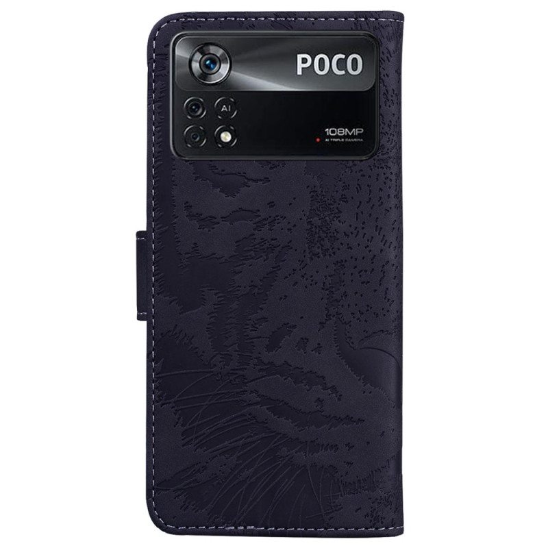 Nahkakotelo Poco X4 Pro 5G Tiger Print