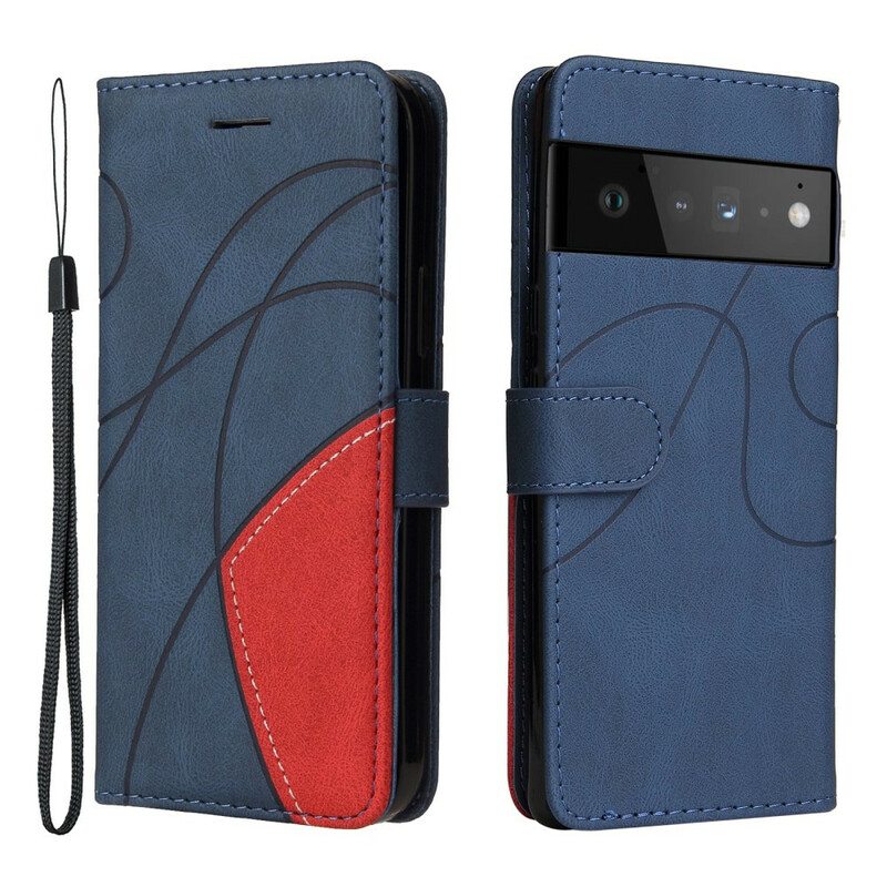 Kotelot Google Pixel 6 Kaksisävyinen Signature Faux Leather