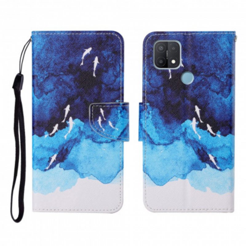 Flip Case Oppo A15 Meri Remmien Kanssa