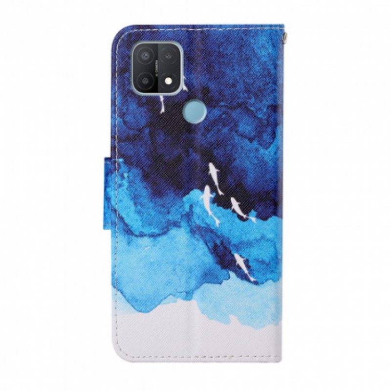 Flip Case Oppo A15 Meri Remmien Kanssa