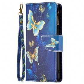 Flip Case Samsung Galaxy M23 5G Butterflies Kolikkolaukku Ja Kaulanauha