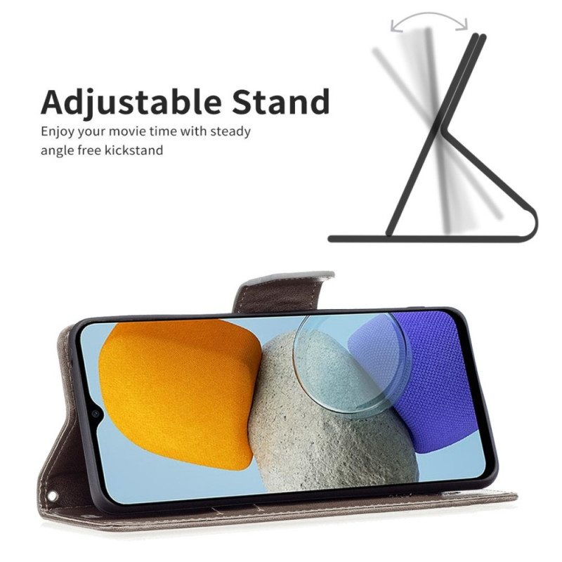 Flip Case Samsung Galaxy M23 5G Suojaketju Kuori Perhosille Painettu Olkahihna