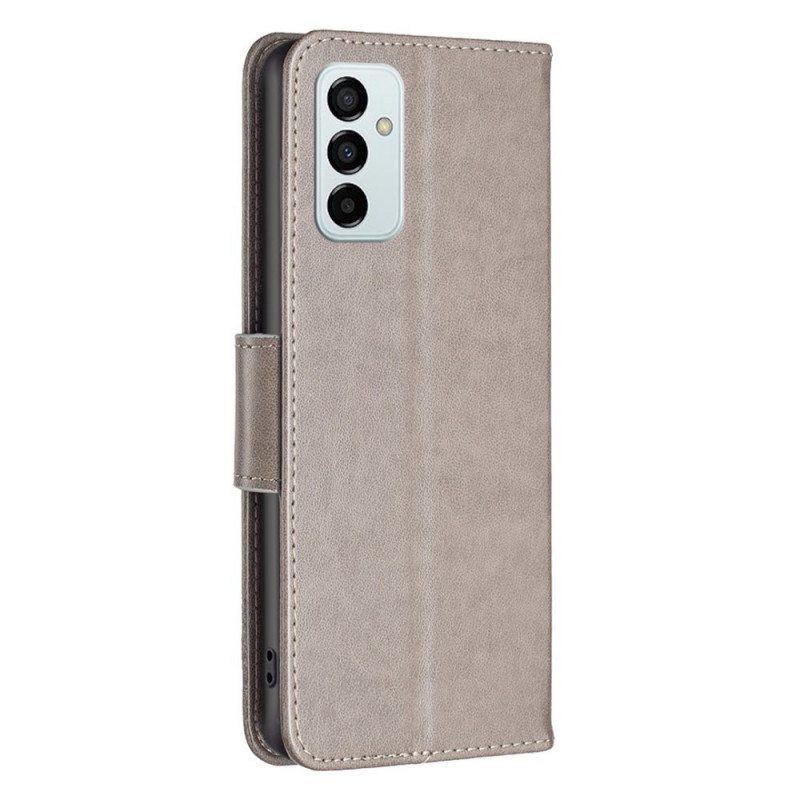 Flip Case Samsung Galaxy M23 5G Suojaketju Kuori Perhosille Painettu Olkahihna