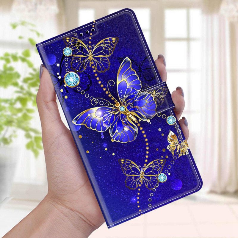 Kotelot Samsung Galaxy M23 5G Suojaketju Kuori Strap Butterflies Fan