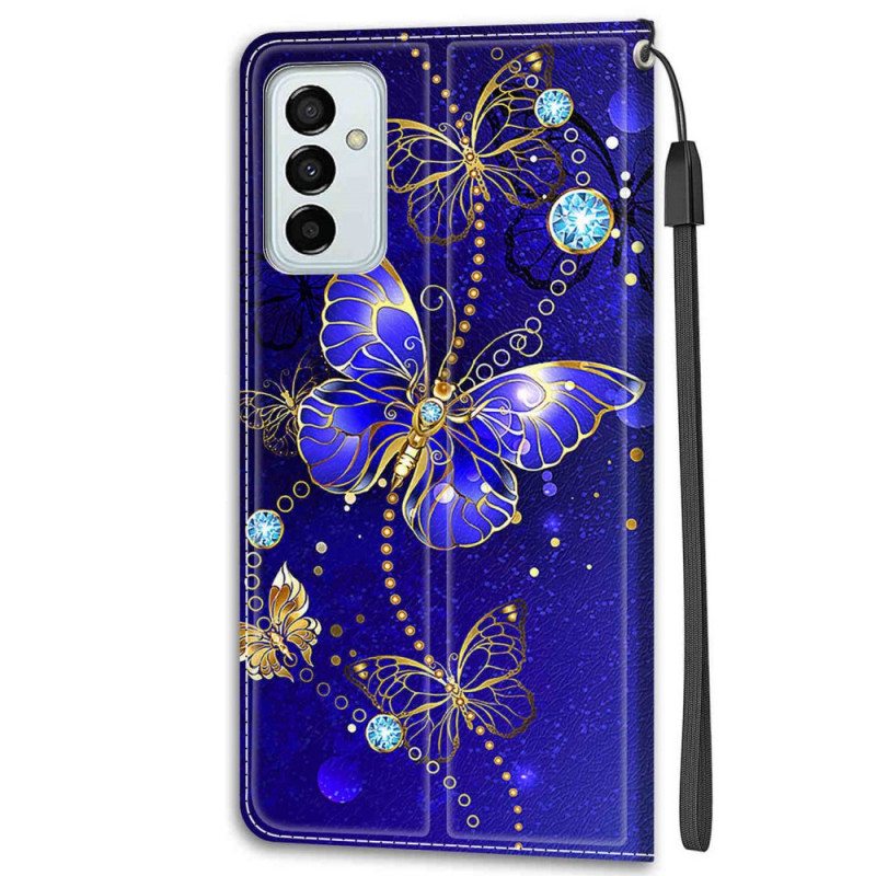 Kotelot Samsung Galaxy M23 5G Suojaketju Kuori Strap Butterflies Fan