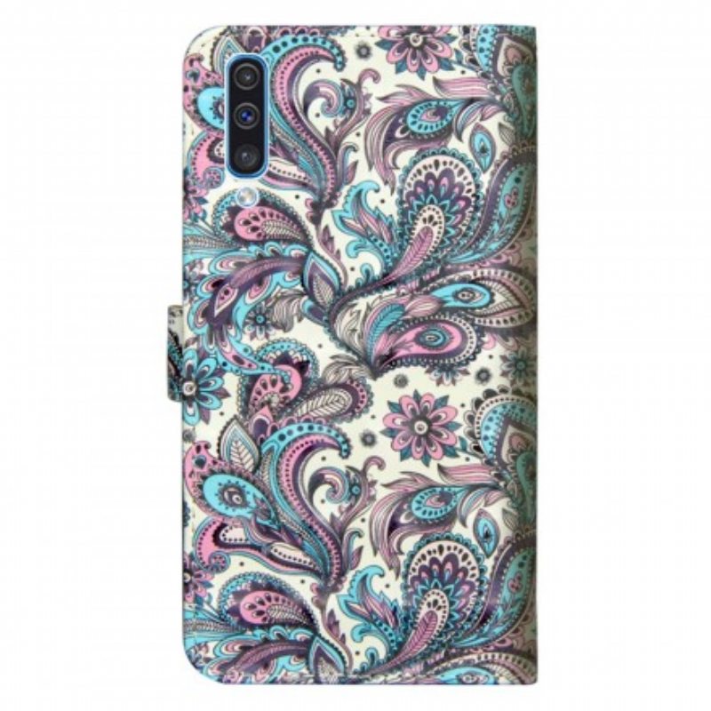 Flip Case Samsung Galaxy A70 Kukkakuvioita