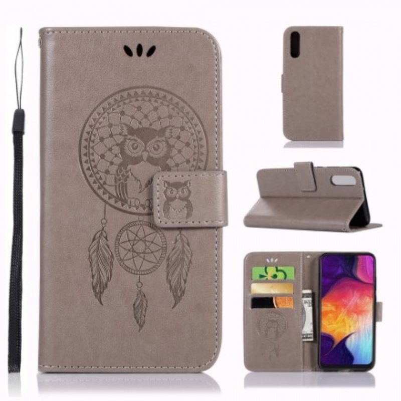 Flip Case Samsung Galaxy A70 Nahkaefekti Dream Catcher Owl