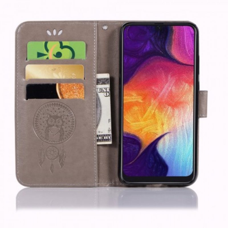 Flip Case Samsung Galaxy A70 Nahkaefekti Dream Catcher Owl