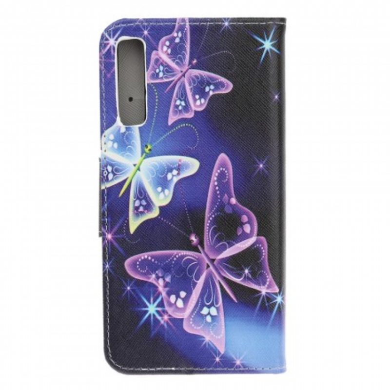 Flip Case Samsung Galaxy A70 Perhosia Ja Kukkia