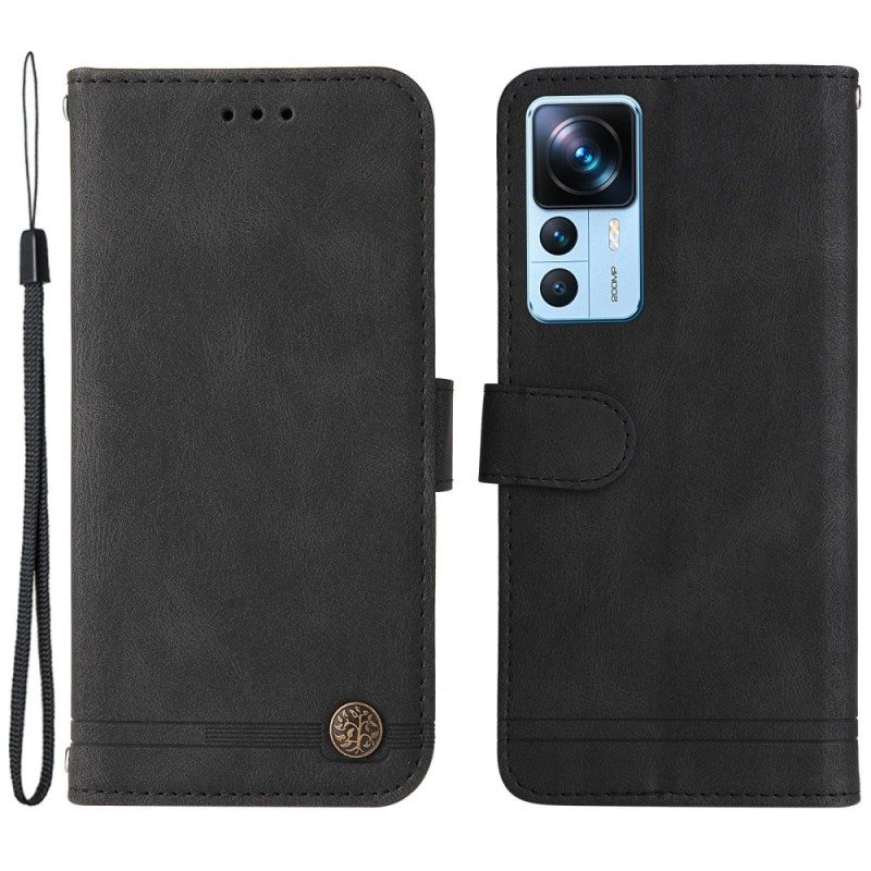 Flip Case Xiaomi 12T / 12T Pro Koristeellinen Niitti Ja Kaulanauha