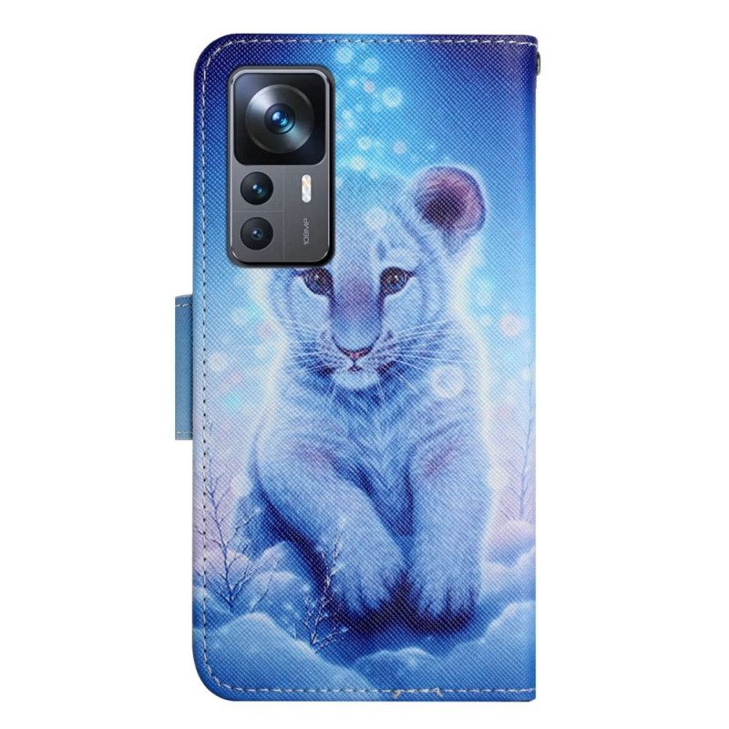 Nahkakotelo Xiaomi 12T / 12T Pro Suojaketju Kuori Baby Leopard Hihnalla