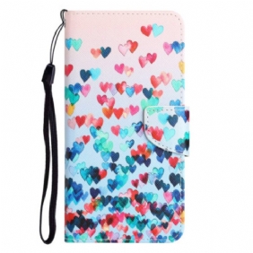 Nahkakotelo Xiaomi 12T / 12T Pro Suojaketju Kuori Strappy Hearts