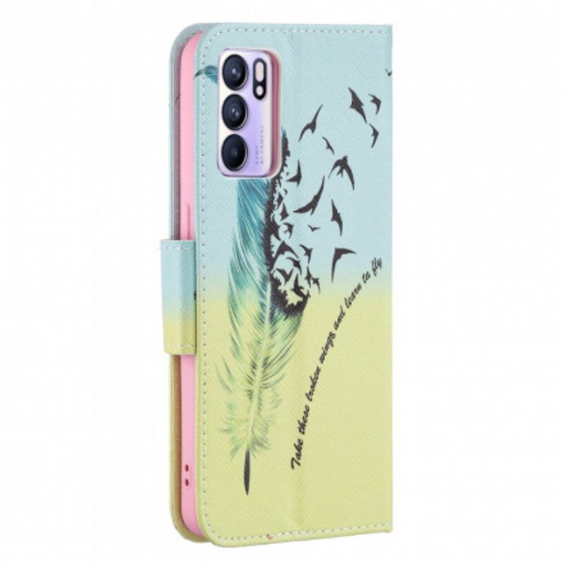 Flip Case Oppo Reno 6 5G Oppia Lentämään