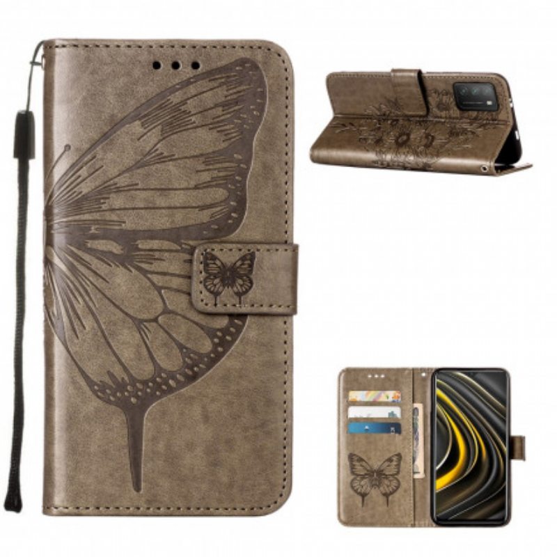 Kotelot Poco M3 Butterfly Design Kaulanauhalla