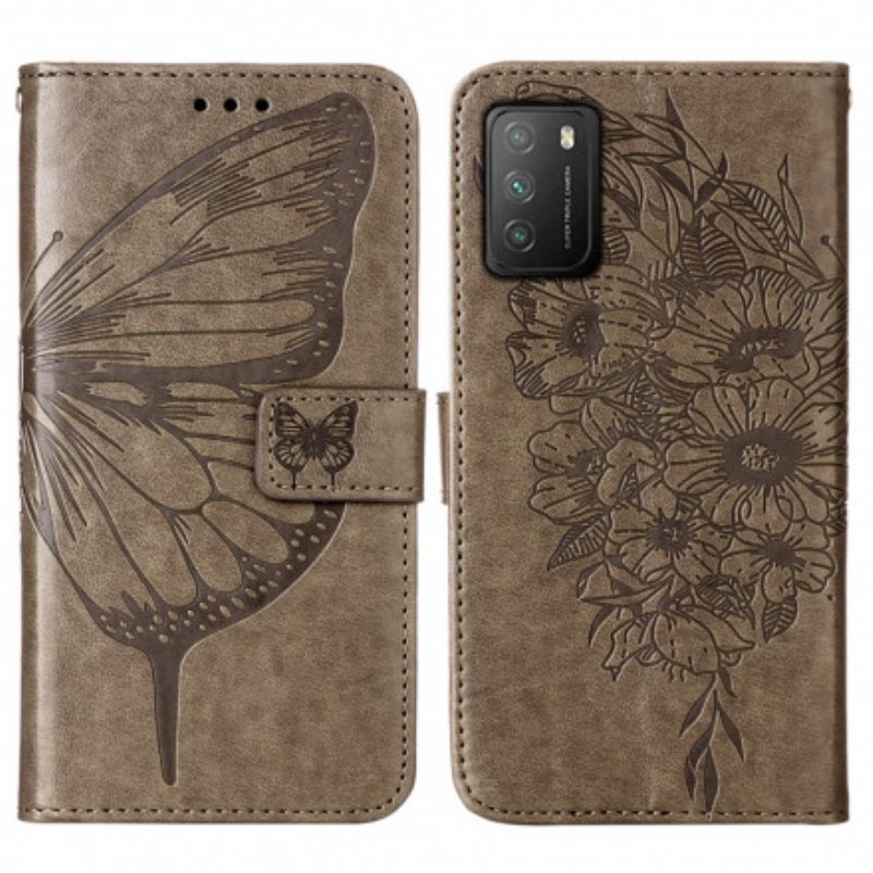 Kotelot Poco M3 Butterfly Design Kaulanauhalla