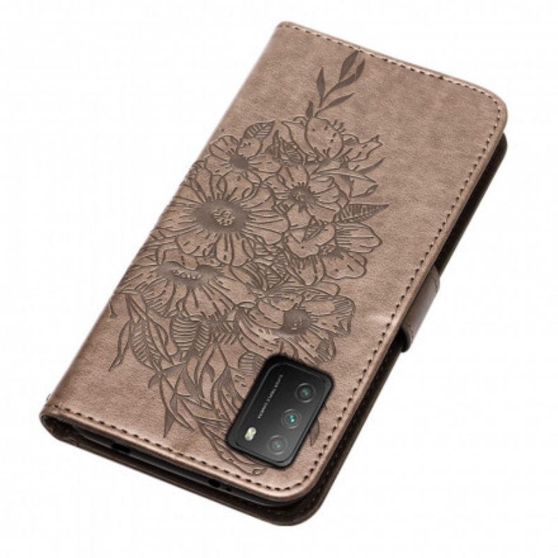 Kotelot Poco M3 Butterfly Design Kaulanauhalla