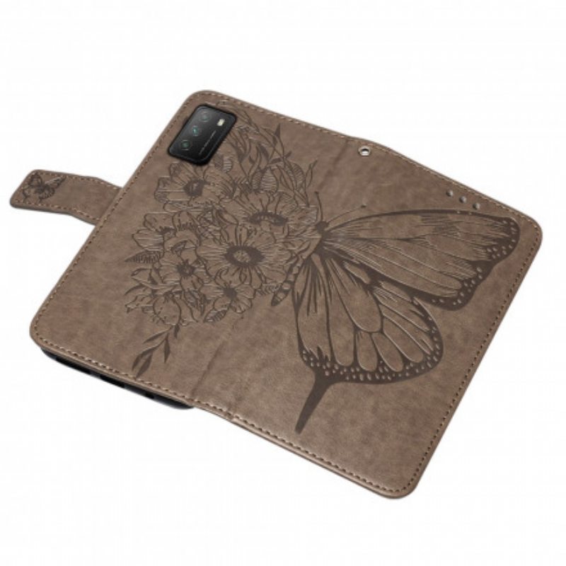 Kotelot Poco M3 Butterfly Design Kaulanauhalla