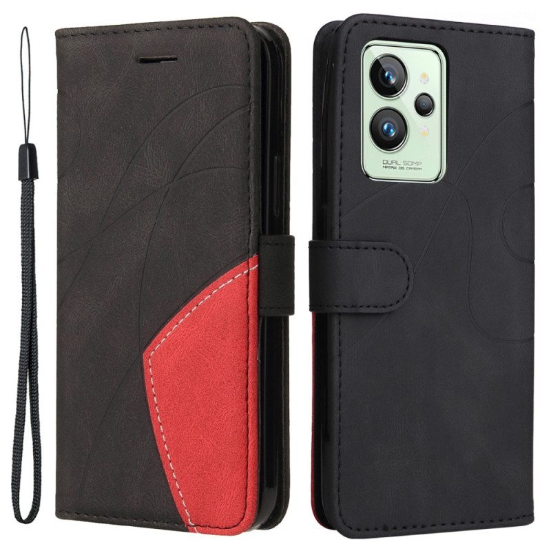 Flip Case Realme GT2 Pro Suojaketju Kuori Kaksivärinen Hihna