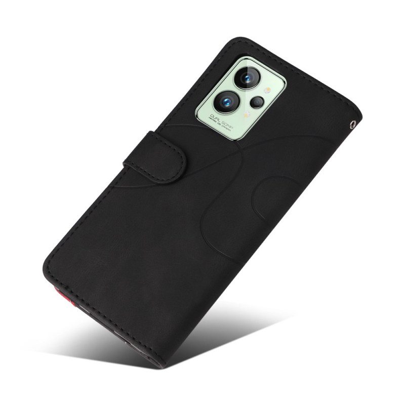 Flip Case Realme GT2 Pro Suojaketju Kuori Kaksivärinen Hihna