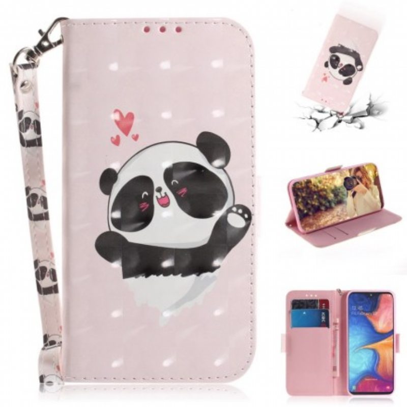 Kotelot Samsung Galaxy A20e Suojaketju Kuori Panda Love With Lanyard