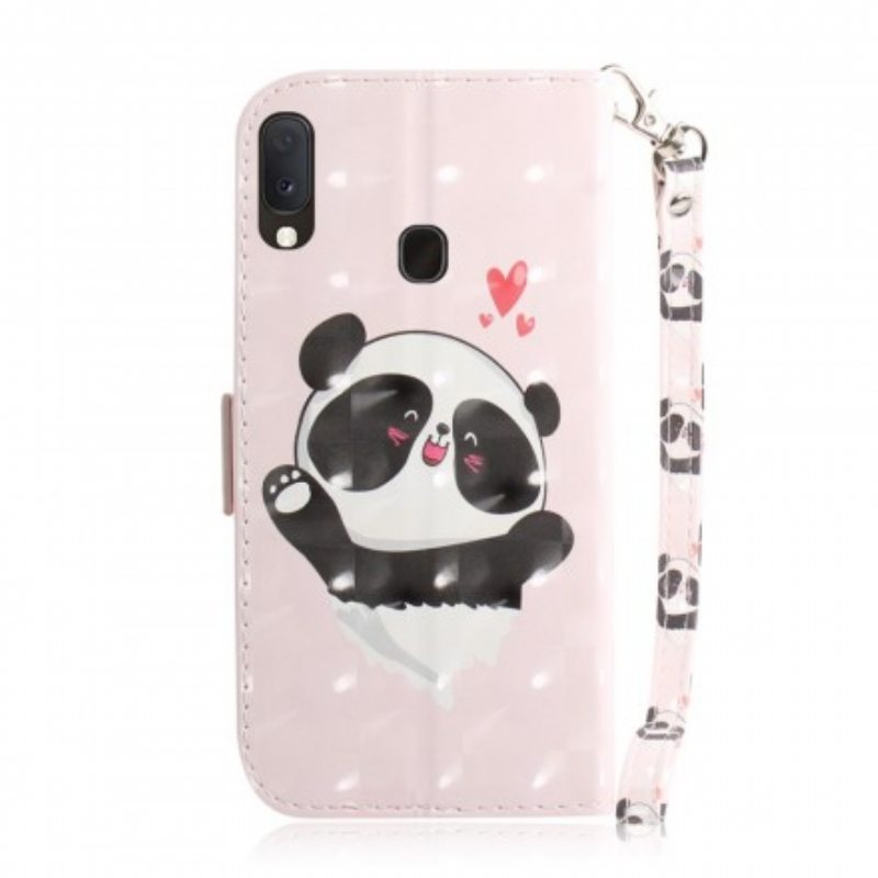 Kotelot Samsung Galaxy A20e Suojaketju Kuori Panda Love With Lanyard