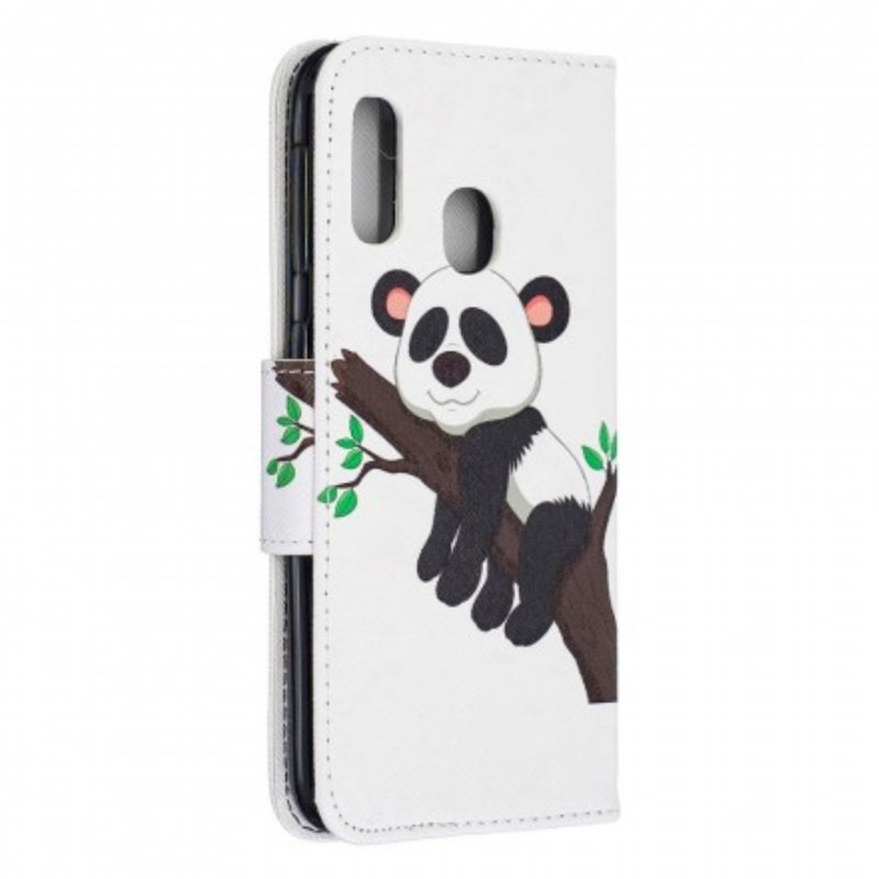 Nahkakotelo Samsung Galaxy A20e Laiska Panda