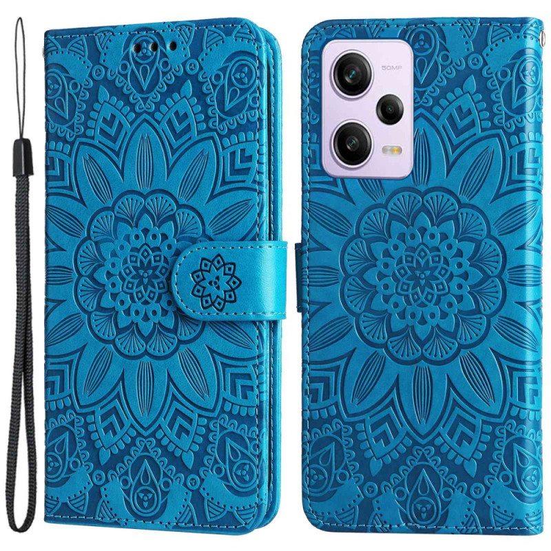 Nahkakotelo Xiaomi Redmi Note 12 Pro Plus Suojaketju Kuori Mandala-koriste Hihnalla