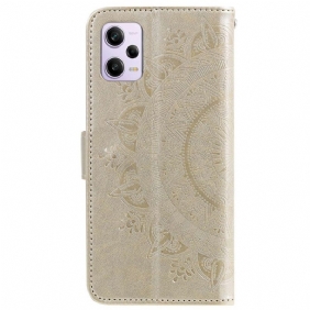 Flip Case Poco X5 Pro 5G Mandala-aurinko Kaulanauhalla