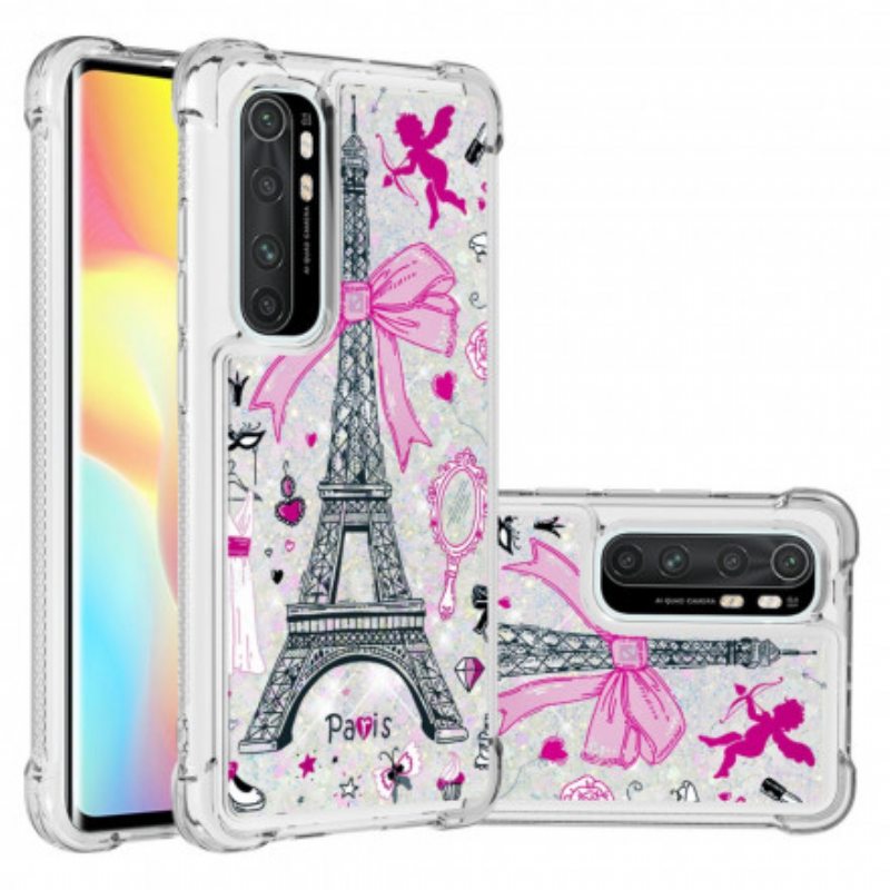 Kuori Xiaomi Mi Note 10 Lite Eiffel-tornin Paljetteja