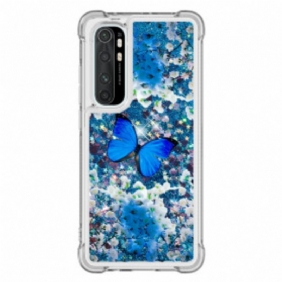 Kuori Xiaomi Mi Note 10 Lite Glitter Blue Perhoset