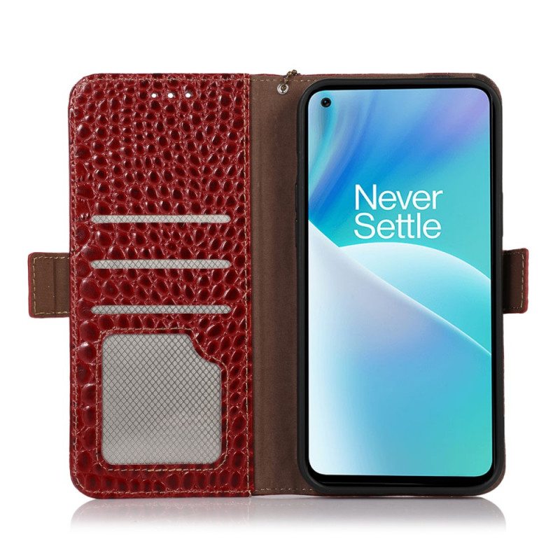 Flip Case OnePlus Nord 2T 5G Rfid Crocodile Style Aitoa Nahkaa