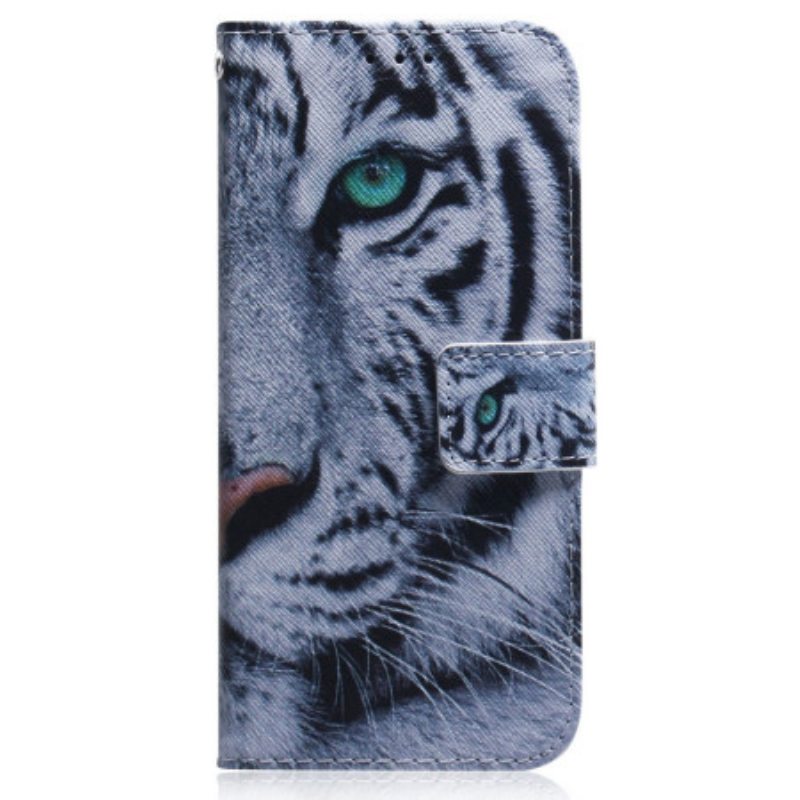 Flip Case OnePlus Nord 2T 5G Suojaketju Kuori Strappy White Tiger