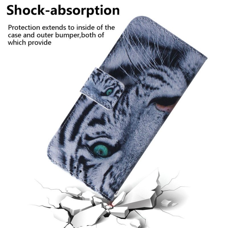 Flip Case OnePlus Nord 2T 5G Suojaketju Kuori Strappy White Tiger