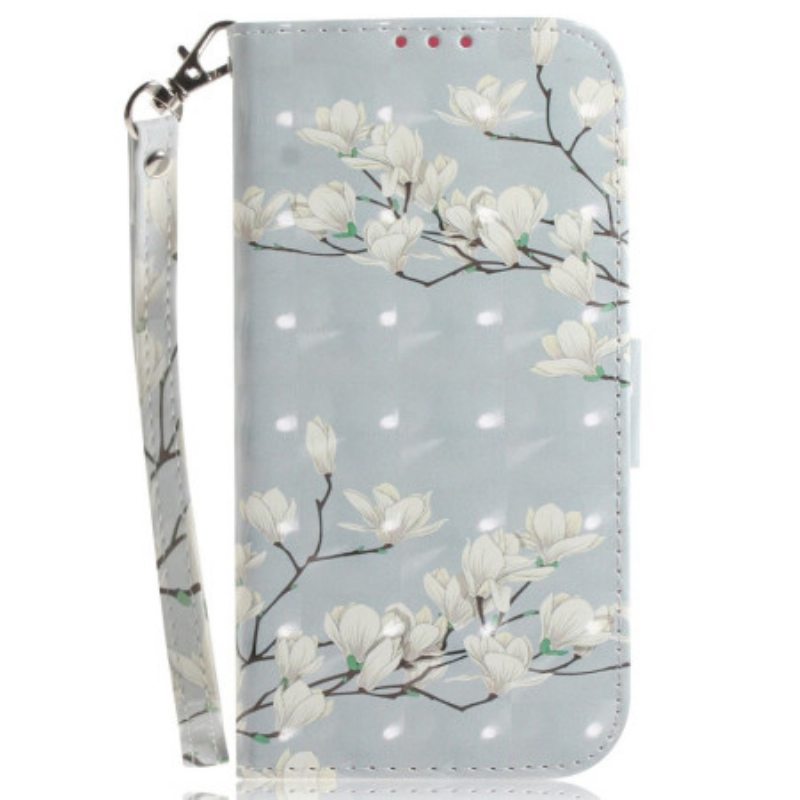 Kotelot OnePlus Nord 2T 5G Suojaketju Kuori Strappy Magnolia Flowers