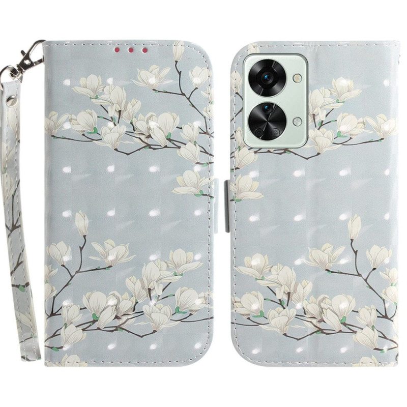 Kotelot OnePlus Nord 2T 5G Suojaketju Kuori Strappy Magnolia Flowers