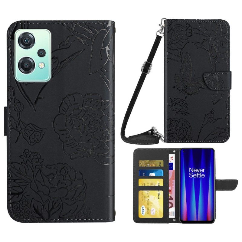 Flip Case OnePlus Nord CE 2 Lite 5G Perhoset Ja Olkahihna