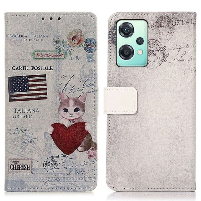 Flip Case OnePlus Nord CE 2 Lite 5G Traveller Cat