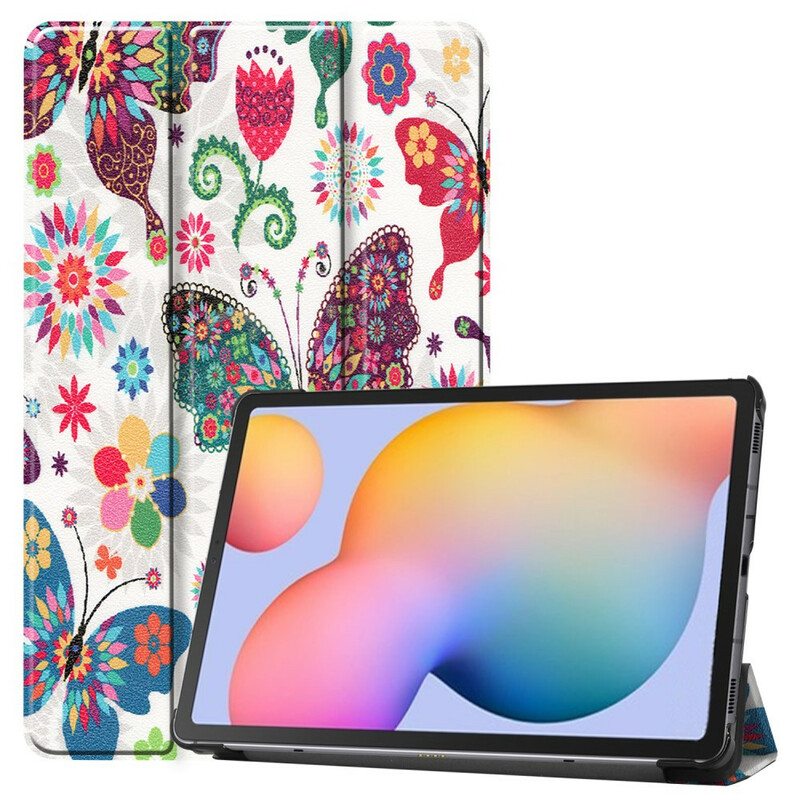 Puhelinkuoret Samsung Galaxy Tab S6 Lite Retro Perhosia Ja Kukkia