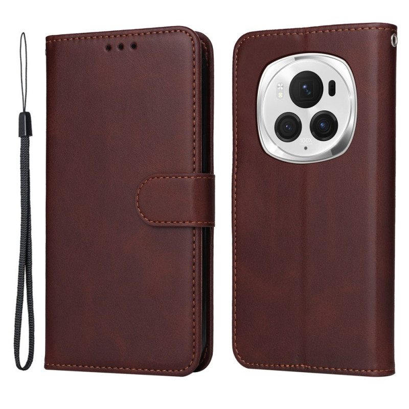 Kotelot Honor Magic 6 Pro Puhelinkuoret Unni Leather Style Hihnalla